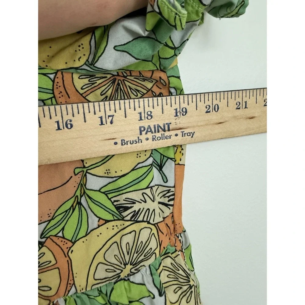 Peyton & Parker Citrus Fruit Print Dress Size S Tiered Boho Peasant 100% Cotton